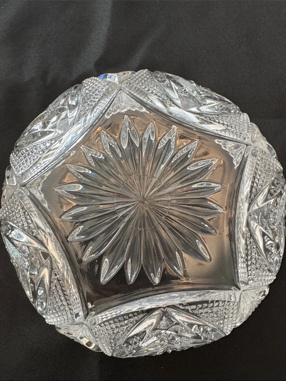 Cut Crystal Decorative Bowl - Cut Starburst Design